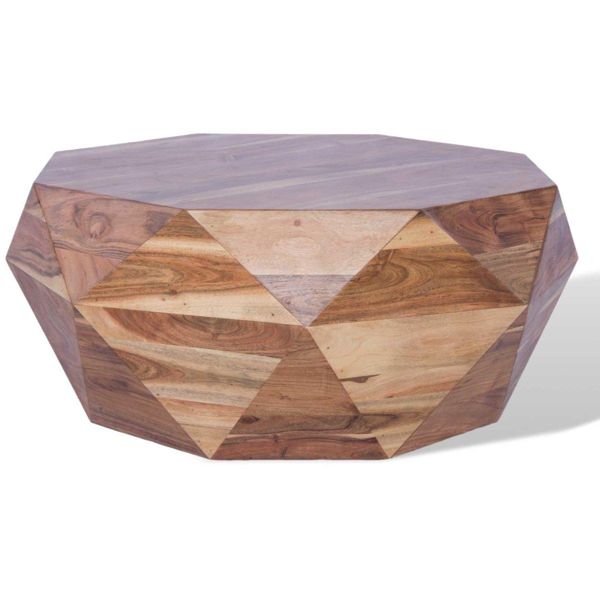 Natural Acacia wood Diamond Coffee Table - Rustic Furniture Outlet