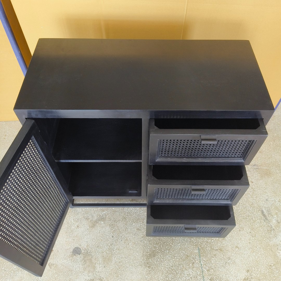 Nocture Mango wood and Cane Small buffet - Rustic Furniture Outlet