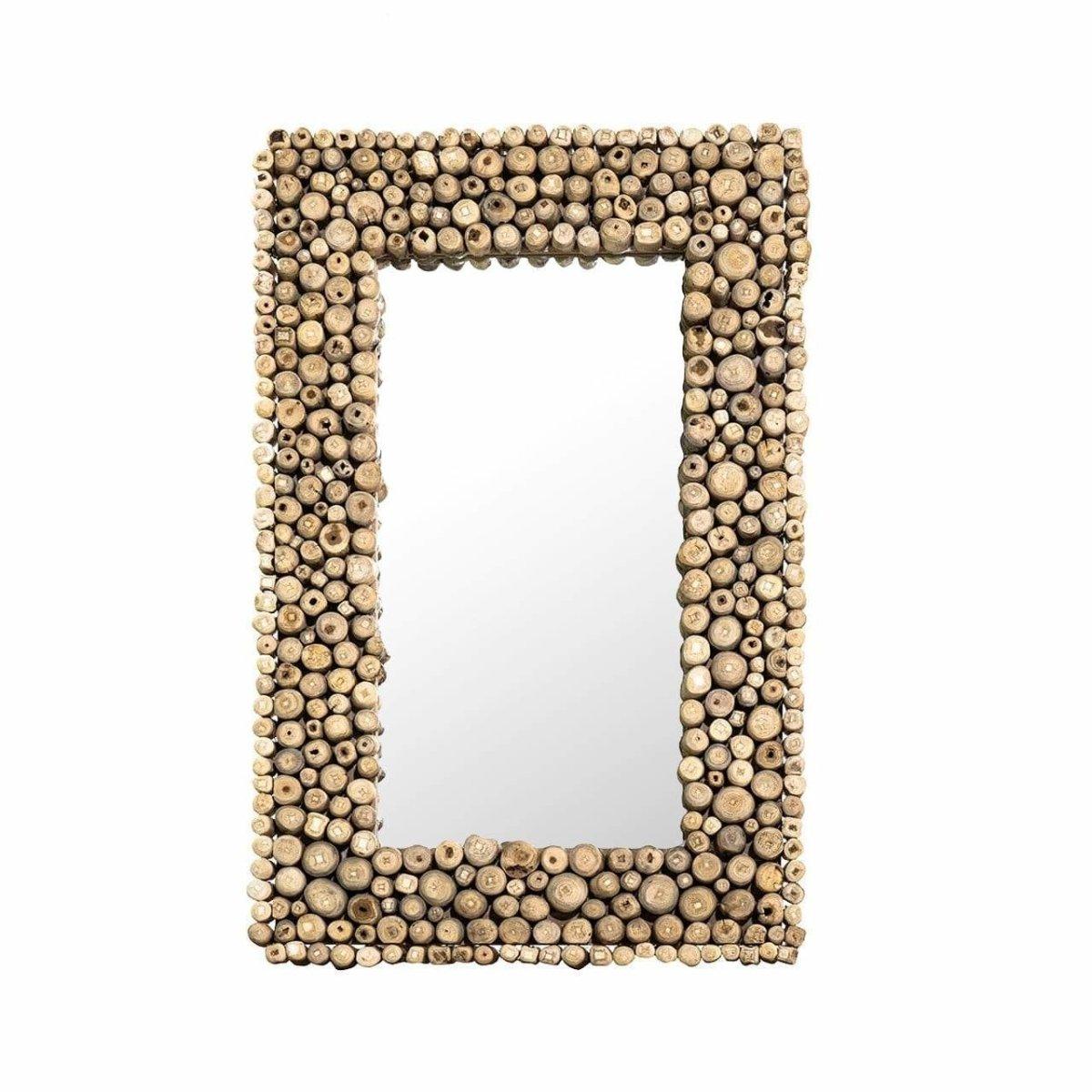 Nyra Rectangle Teak Wood Wall Mirror - Rustic Furniture Outlet