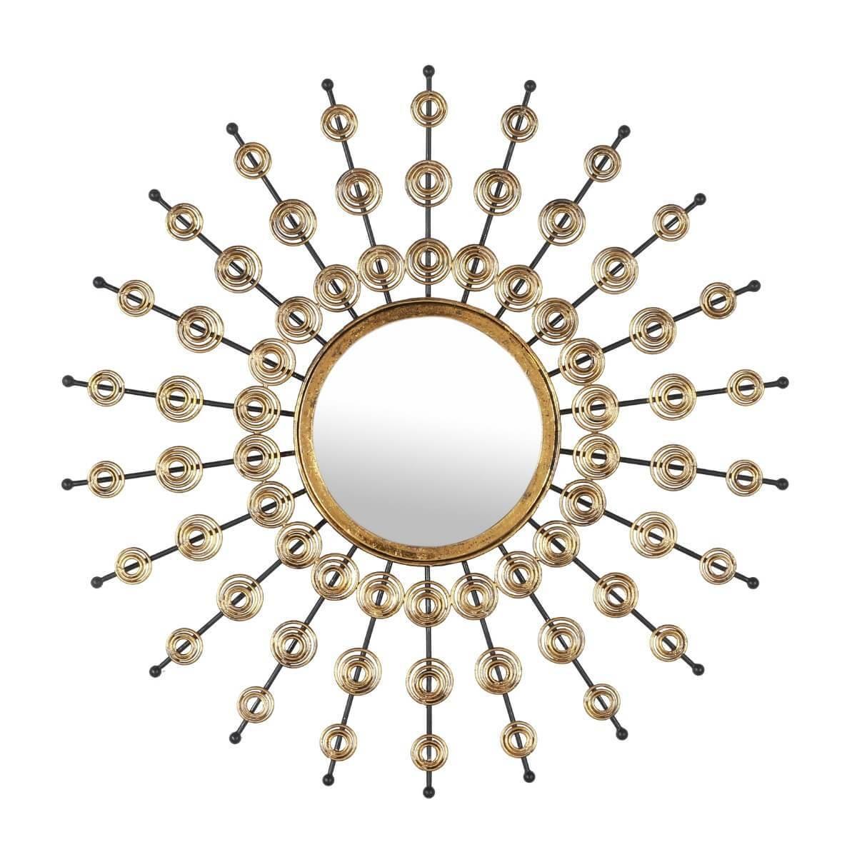 Oceana Brass Round Wall Mirror 26 inch - Rustic Furniture Outlet