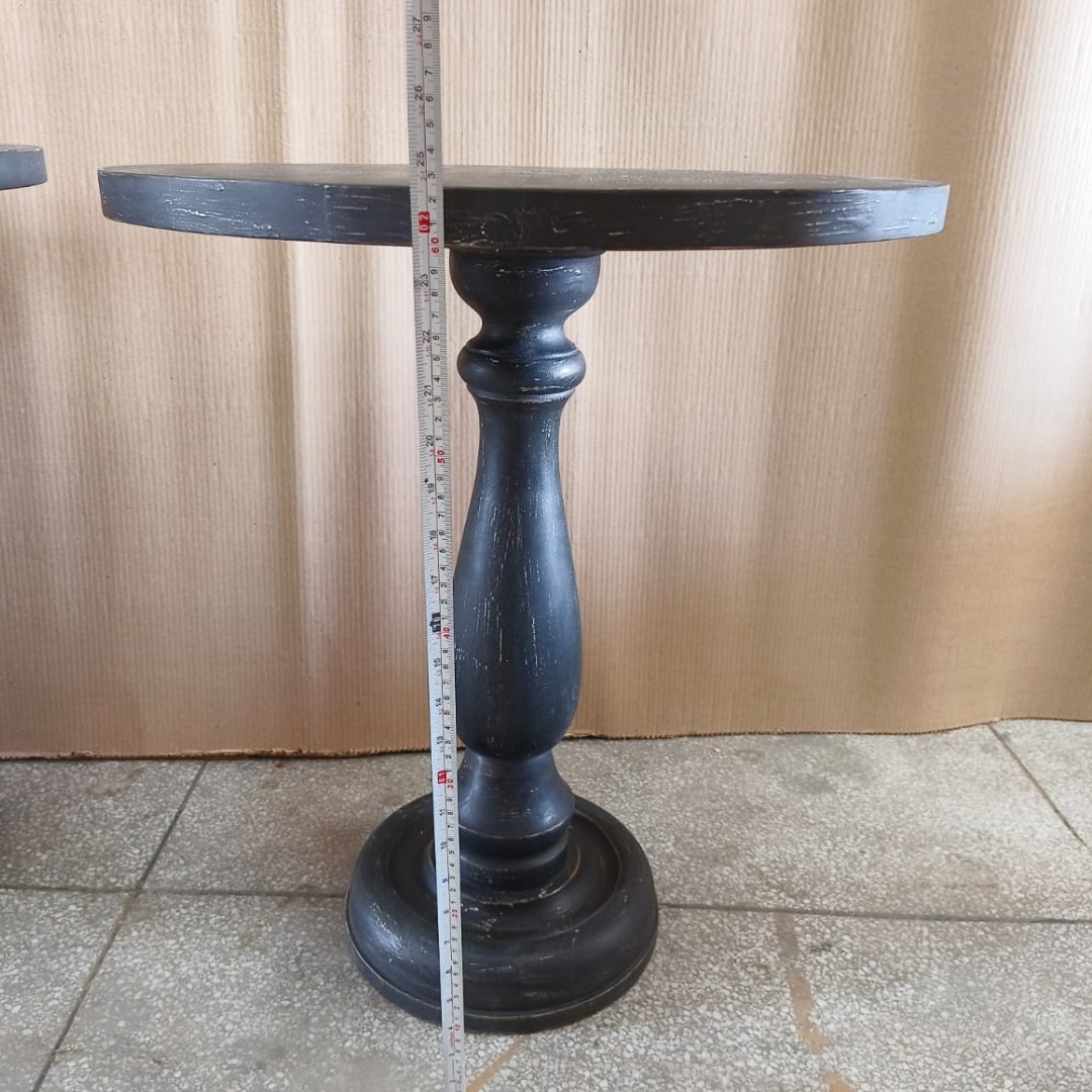 Pedestal black end table - Rustic Furniture Outlet