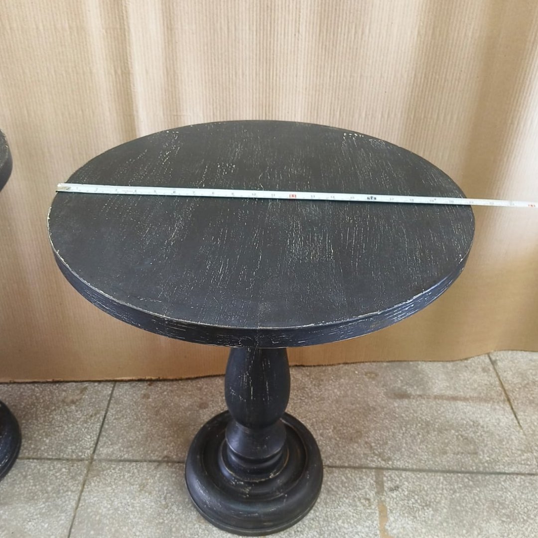 Pedestal black end table - Rustic Furniture Outlet