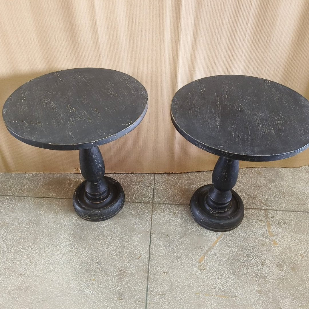 Pedestal black end table - Rustic Furniture Outlet