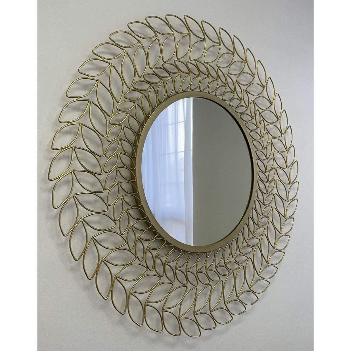 Peru Brass Floral Wall Mirror - Rustic Furniture Outlet