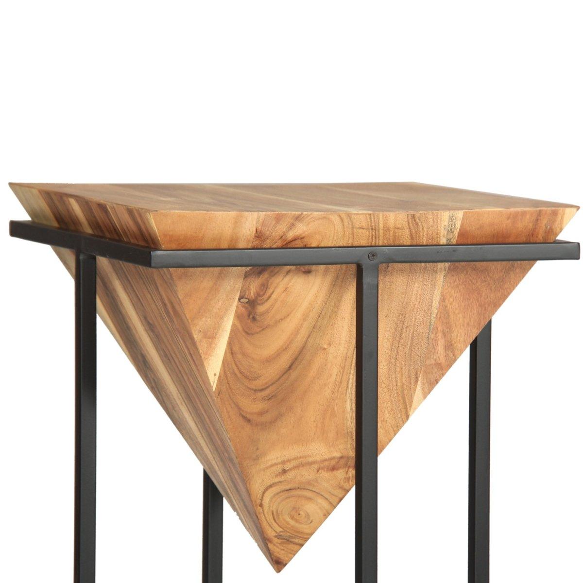 Pyramid Shape Acacia Wood End Table (30in) - Rustic Furniture Outlet