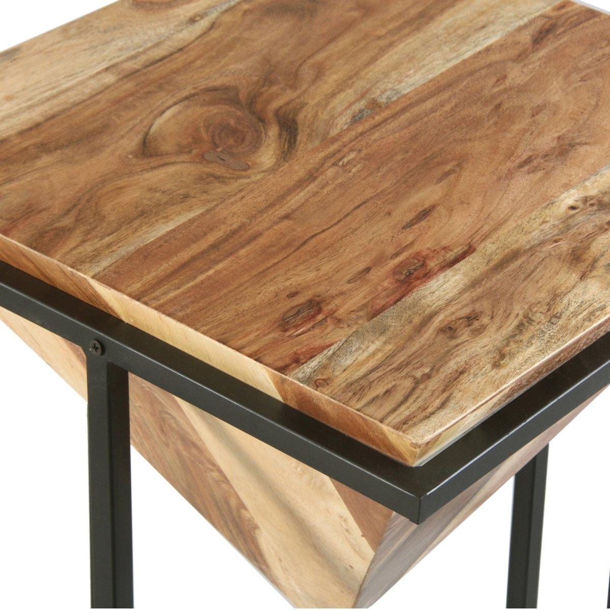 Pyramid Shape Acacia Wood End Table (30in) - Rustic Furniture Outlet