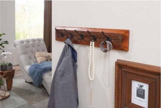 Reclaimed wood 5 hook wall hanger - Rustic Furniture Outlet