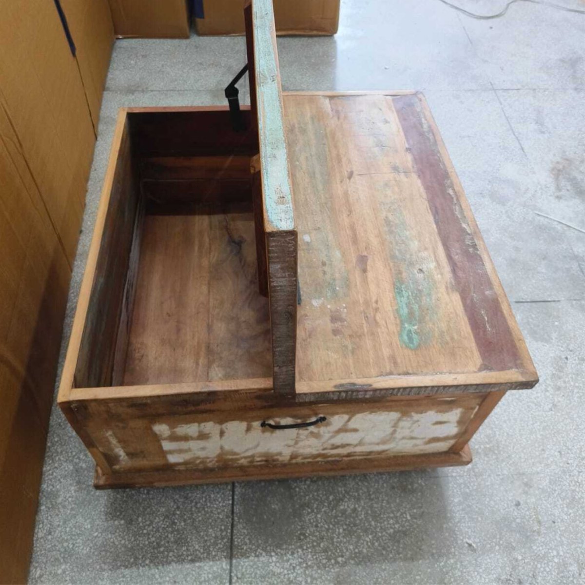 Recycled wood square trunk coffee table - Rustic Furniture Outlet