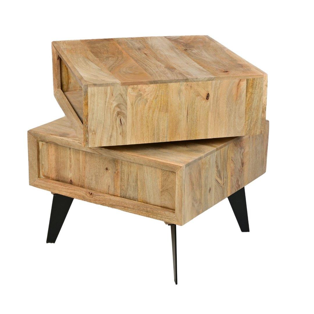 Revolving Mango Wood Accent Table - Rustic Furniture Outlet