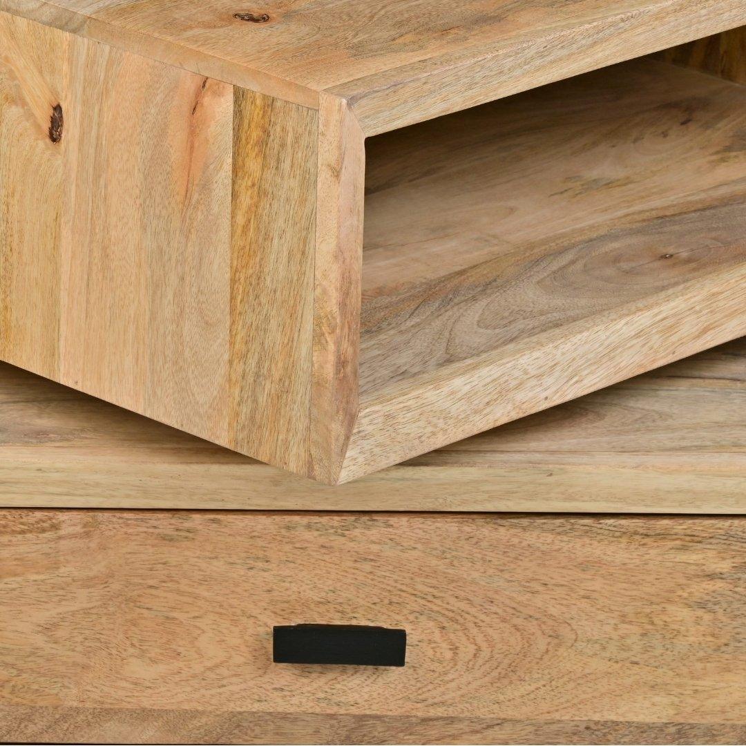 Table d'appoint tournante en bois de manguier - Rustic Furniture Outlet