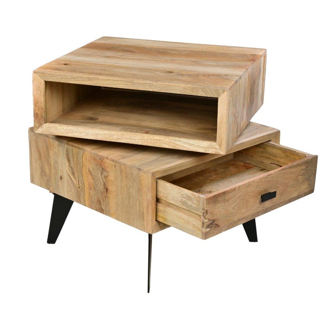 Revolving Mango Wood Accent Table - Rustic Furniture Outlet