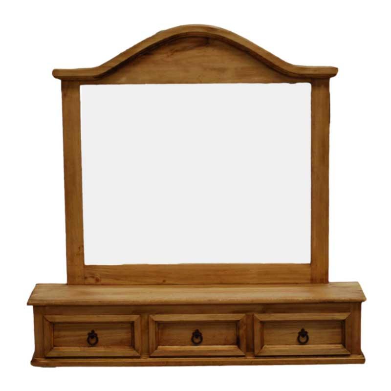 Rustic pine mirror with 3 drawer base - Rustic Furniture Outlet
