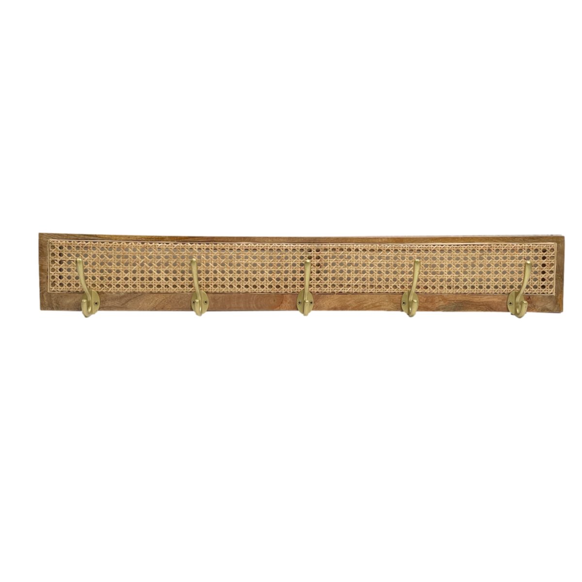 Sawana Mango wood Rattan 5 Hook Wall Hanger - Rustic Furniture Outlet