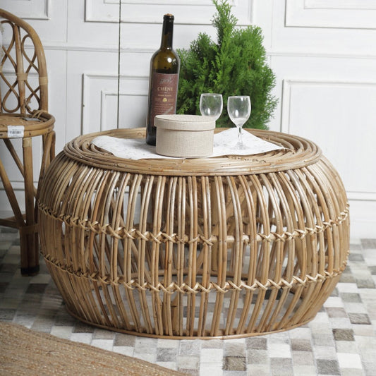 Sawana Rattan Round Coffee table - Rustic Furniture Outlet