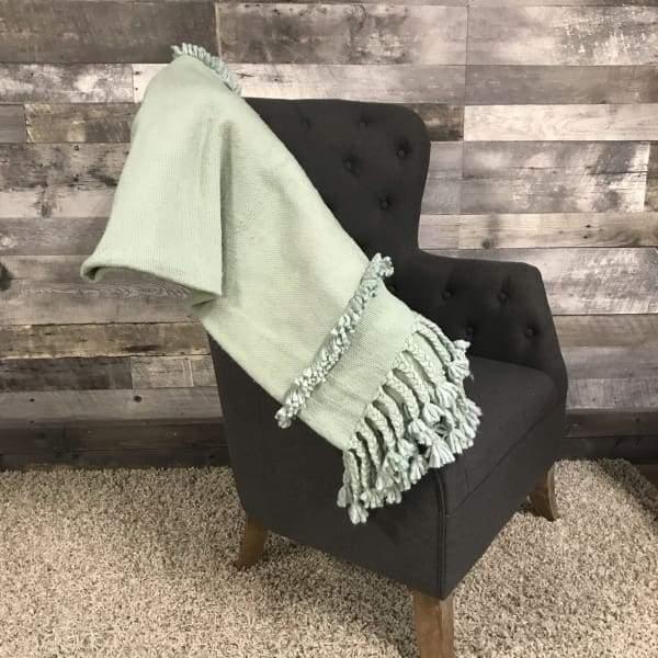 Sea green hand woven non twisted throw - Rustic Furniture Outlet