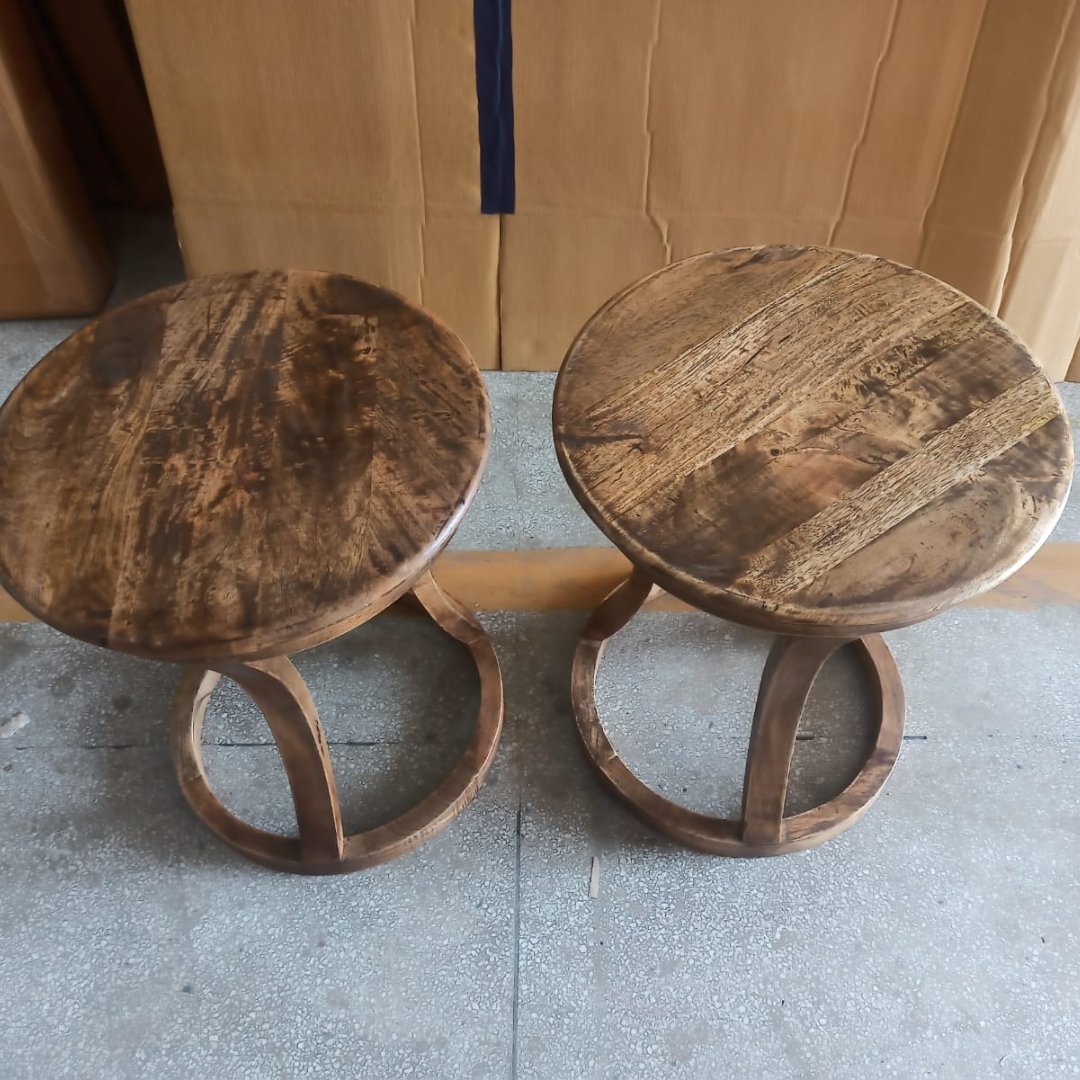 Serenity Round End Table in Mango Wood - Rustic Furniture Outlet
