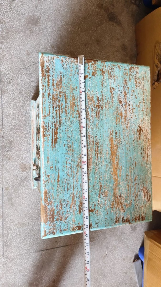 Ensemble de 2 table de nuit antique turquoise vieilli - Rustic Furniture Outlet