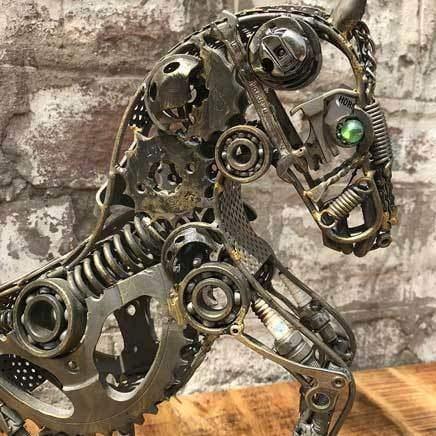 Small Rearing horse scrap metal sculpture - Rustic Furniture Outlet