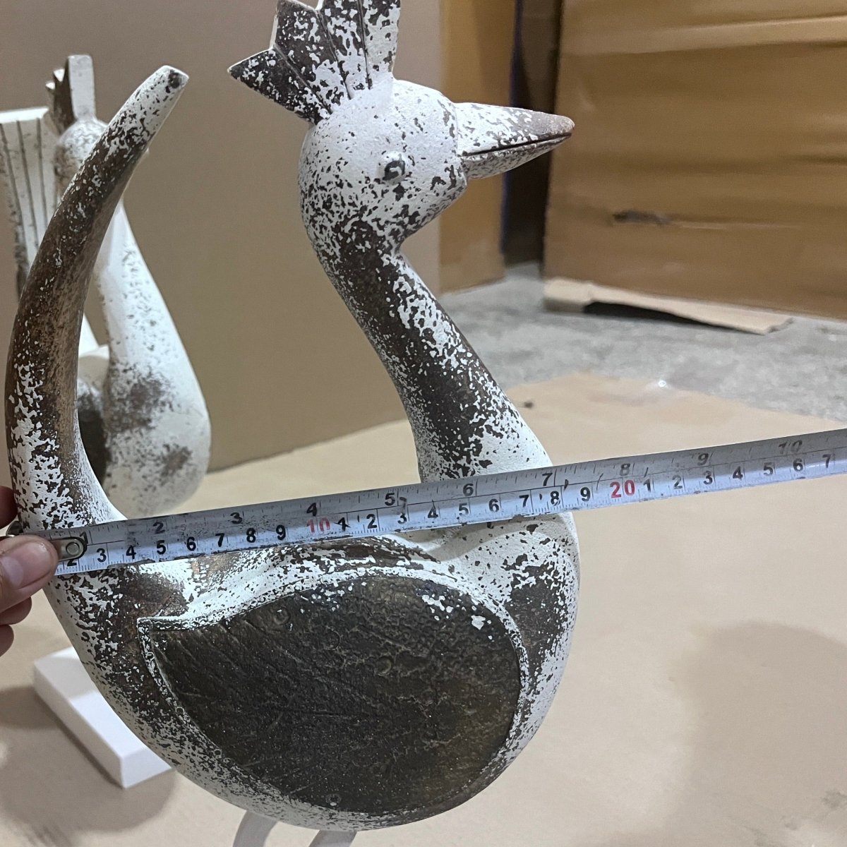 Small Roadrunner wooden bird white wash decor - Rustic Furniture Outlet