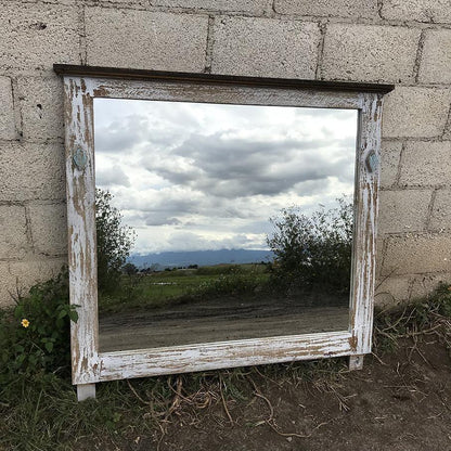 Tacoma rustic Mexican pine wood frame mirror - Rustic Furniture Outlet