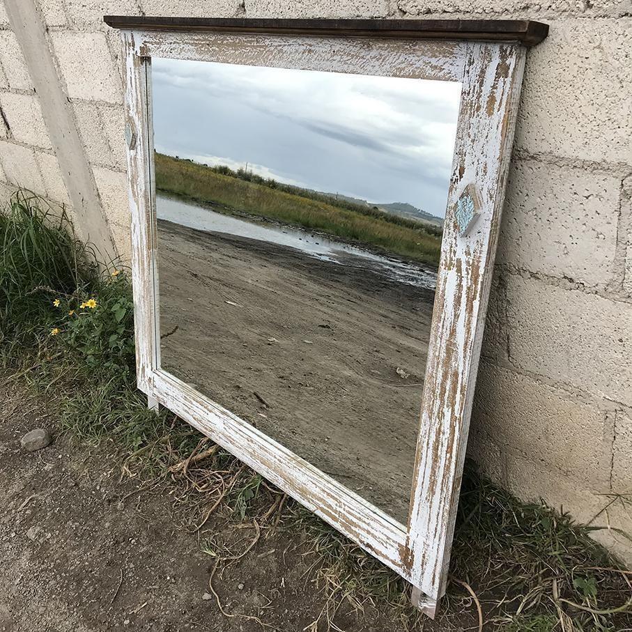 Tacoma rustic Mexican pine wood frame mirror - Rustic Furniture Outlet