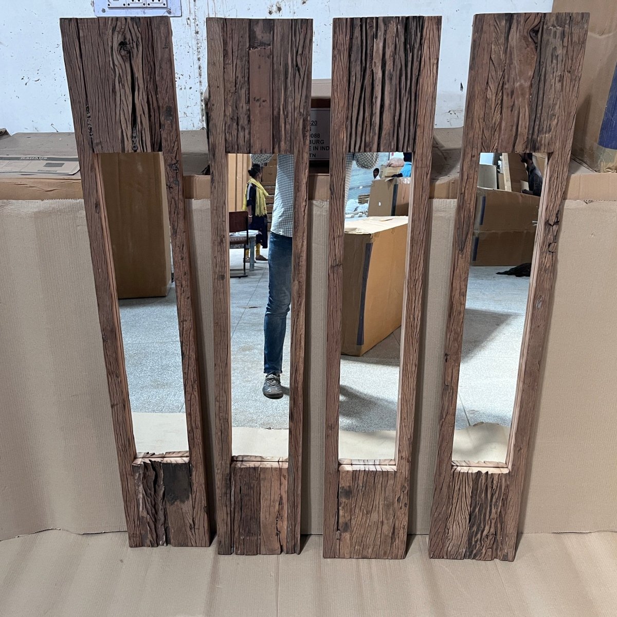 Tall 59 inch Reclaimed wood mirror - Rustic Furniture Outlet
