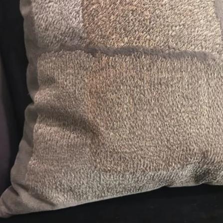 Taupe velvet window embroidered pillow 18 x 18 - Rustic Furniture Outlet