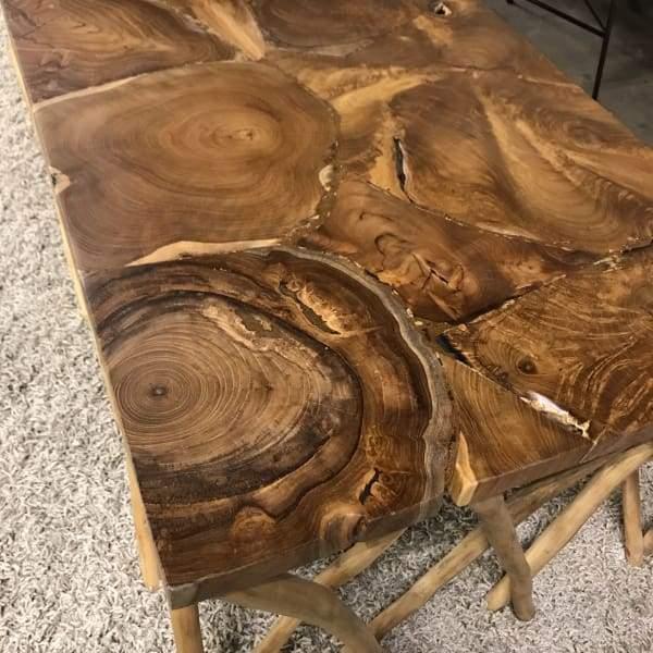 Teak wood rectangular coffee table - Rustic Furniture Outlet