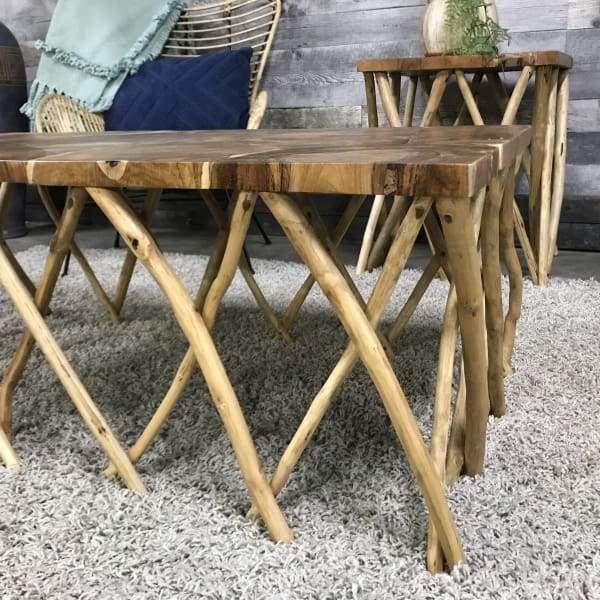 Table basse rectangulaire en bois de teck - Rustic Furniture Outlet