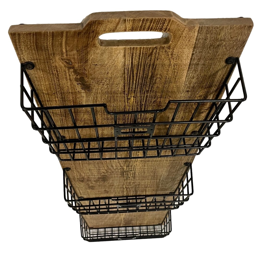 Three basket hanging organizer - Rustic Furniture Outlet