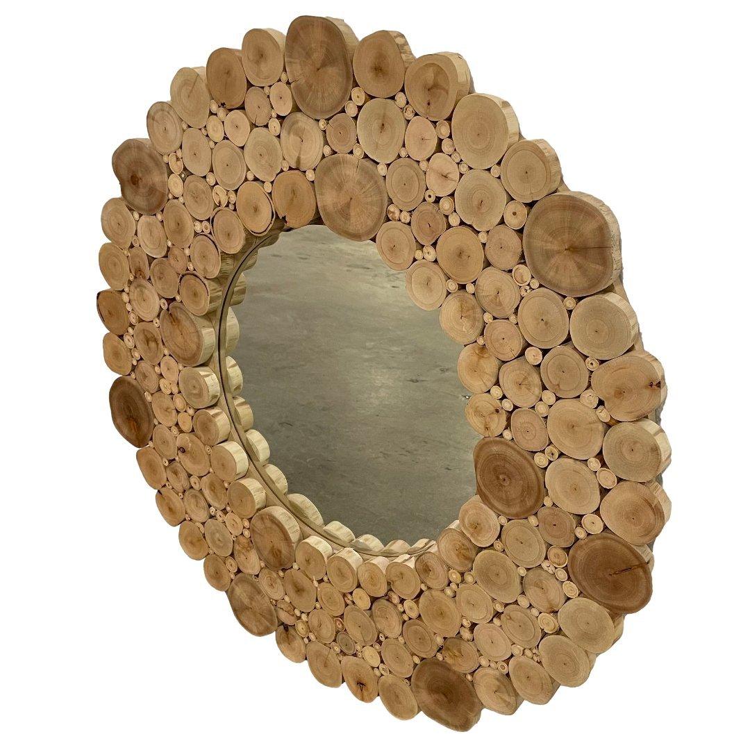 Titus Round Eucalyptus Wall Mirror - Rustic Furniture Outlet