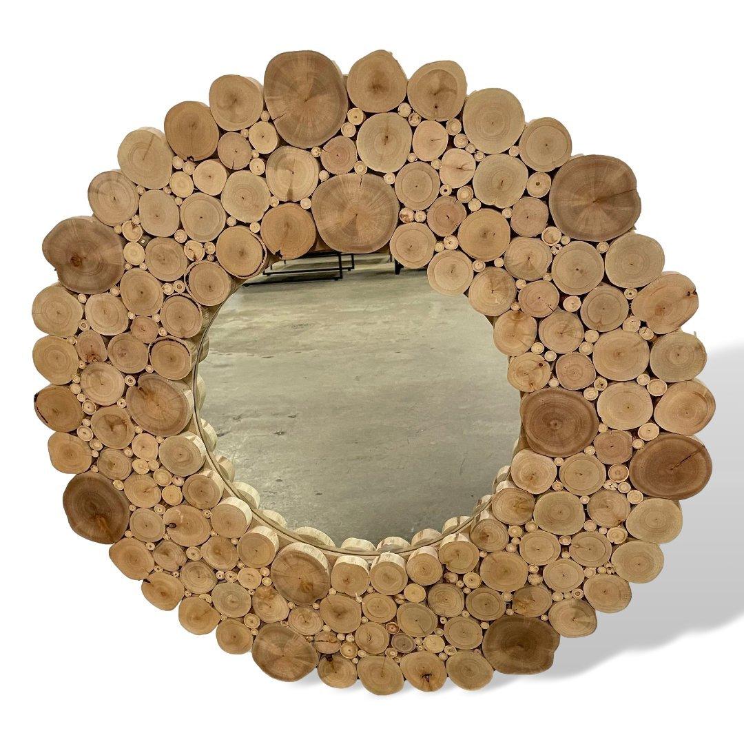 Titus Round Eucalyptus Wall Mirror - Rustic Furniture Outlet