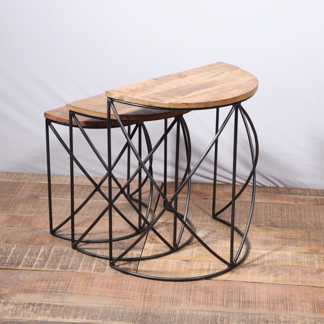 Trivi set of 3 nesting end tables - Rustic Furniture Outlet