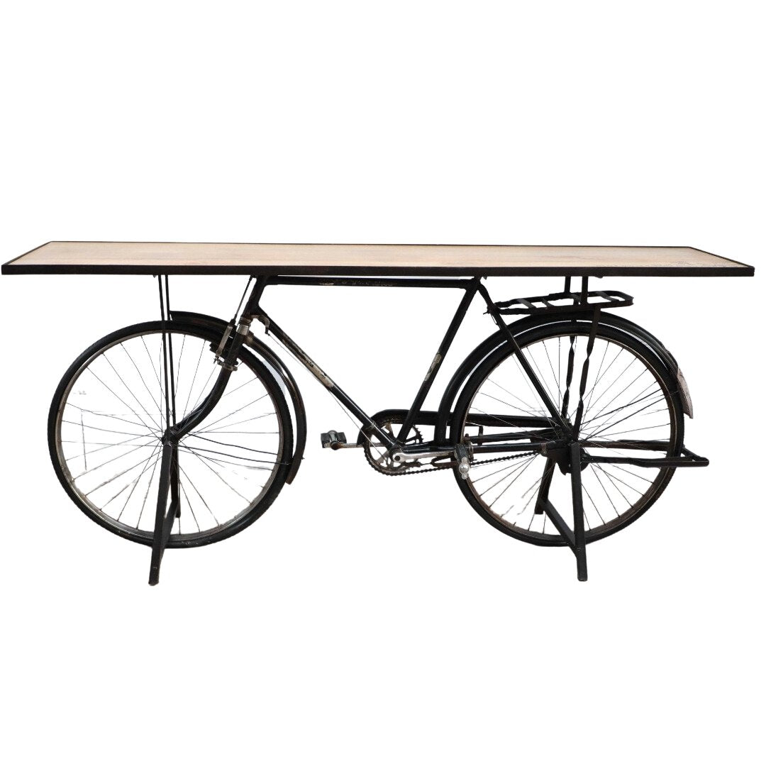 Table console vintage noire pour vélo - Rustic Furniture Outlet