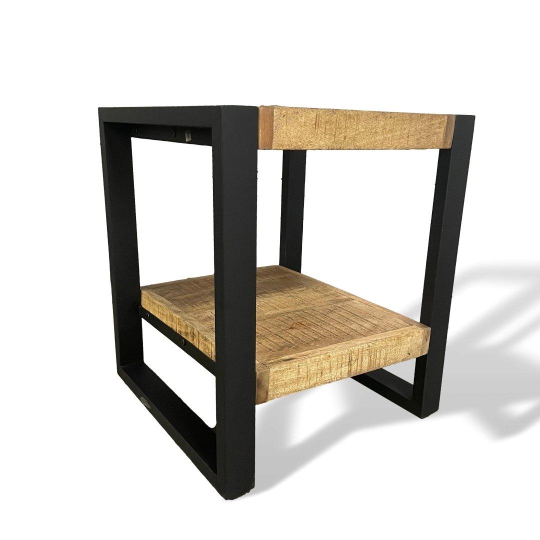 Watson Industrial rustic mango wood end table - Rustic Furniture Outlet