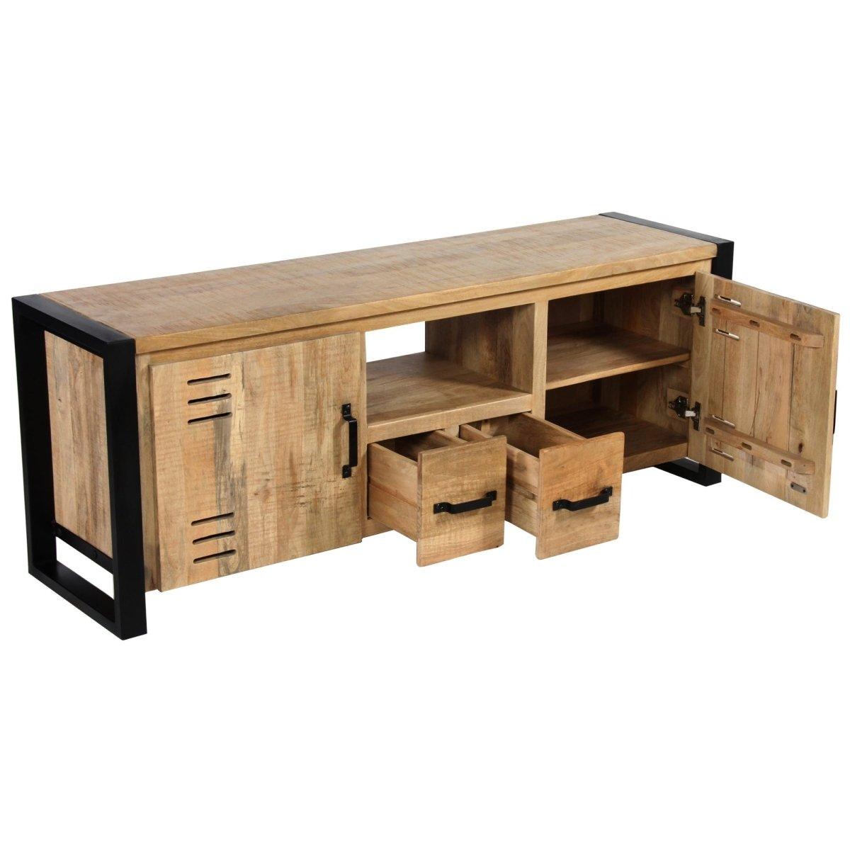 Petit meuble tv style factory en bois et métal Mango - 9176