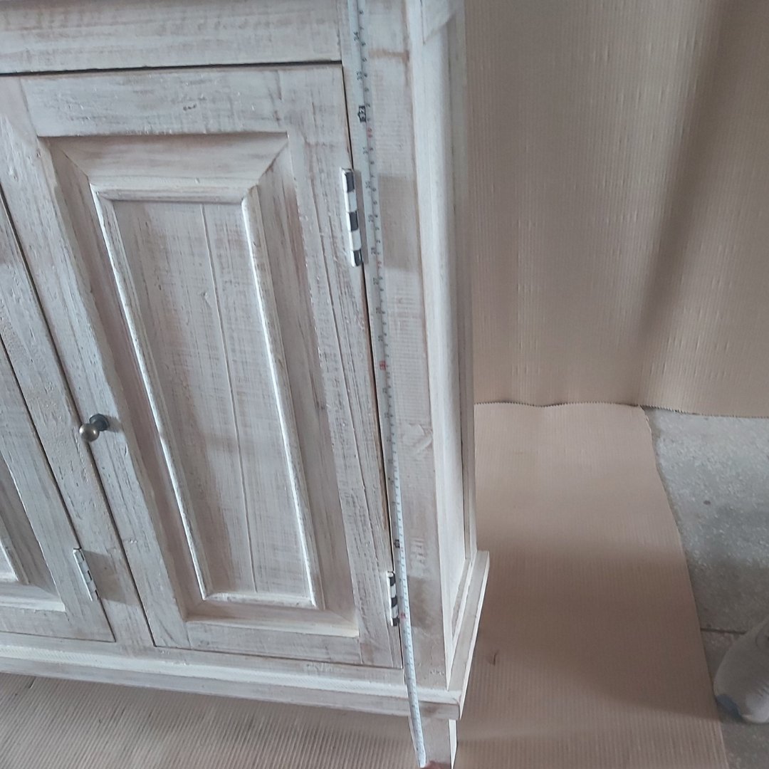 Waves 4 door Distressed white wash sideboard - Rustic Furniture Outlet