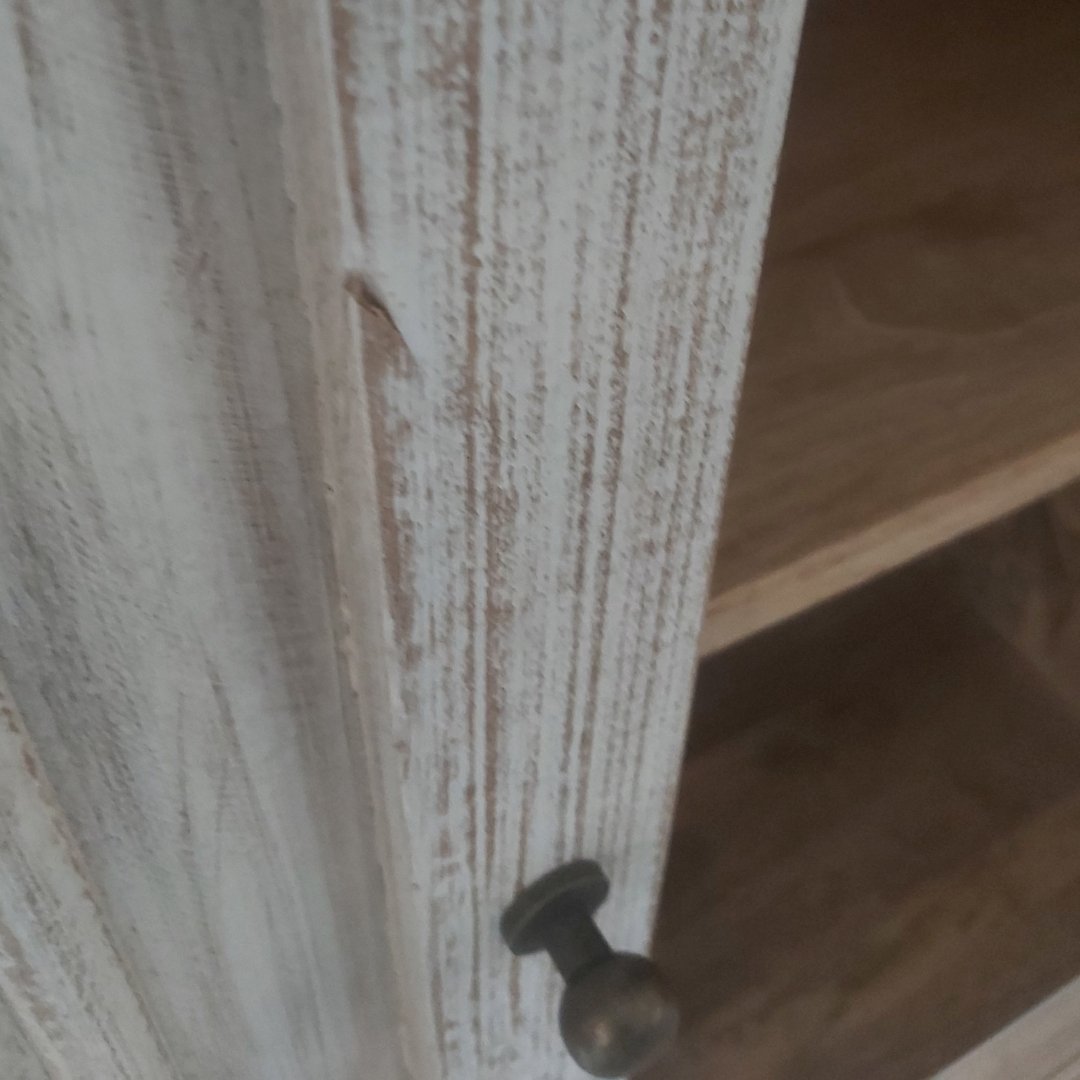 Waves 4 door Distressed white wash sideboard - Rustic Furniture Outlet