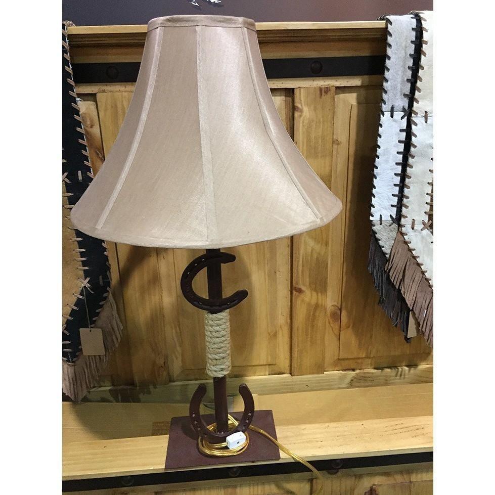 Western tall lamp with horse shoes - Rustic Furniture Outlet