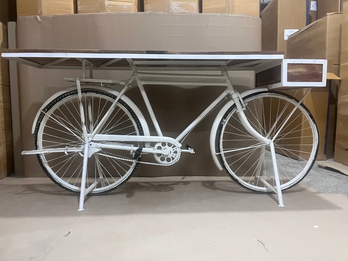 Table console de vélo blanche - Rustic Furniture Outlet