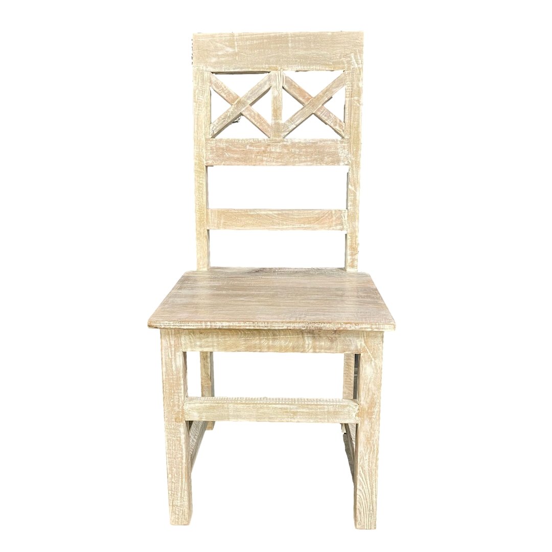 White Elisa wooden dining chair - Rustic Furniture Outlet