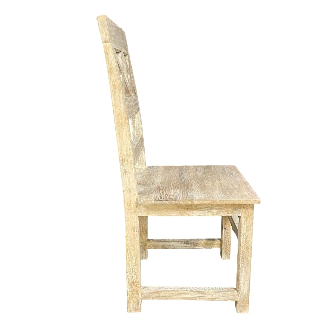 White Elisa wooden dining chair - Rustic Furniture Outlet