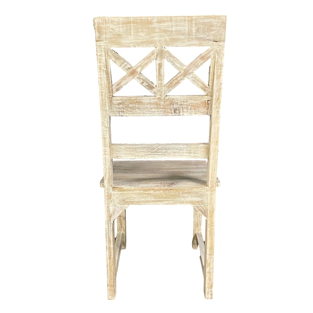 White Elisa wooden dining chair - Rustic Furniture Outlet