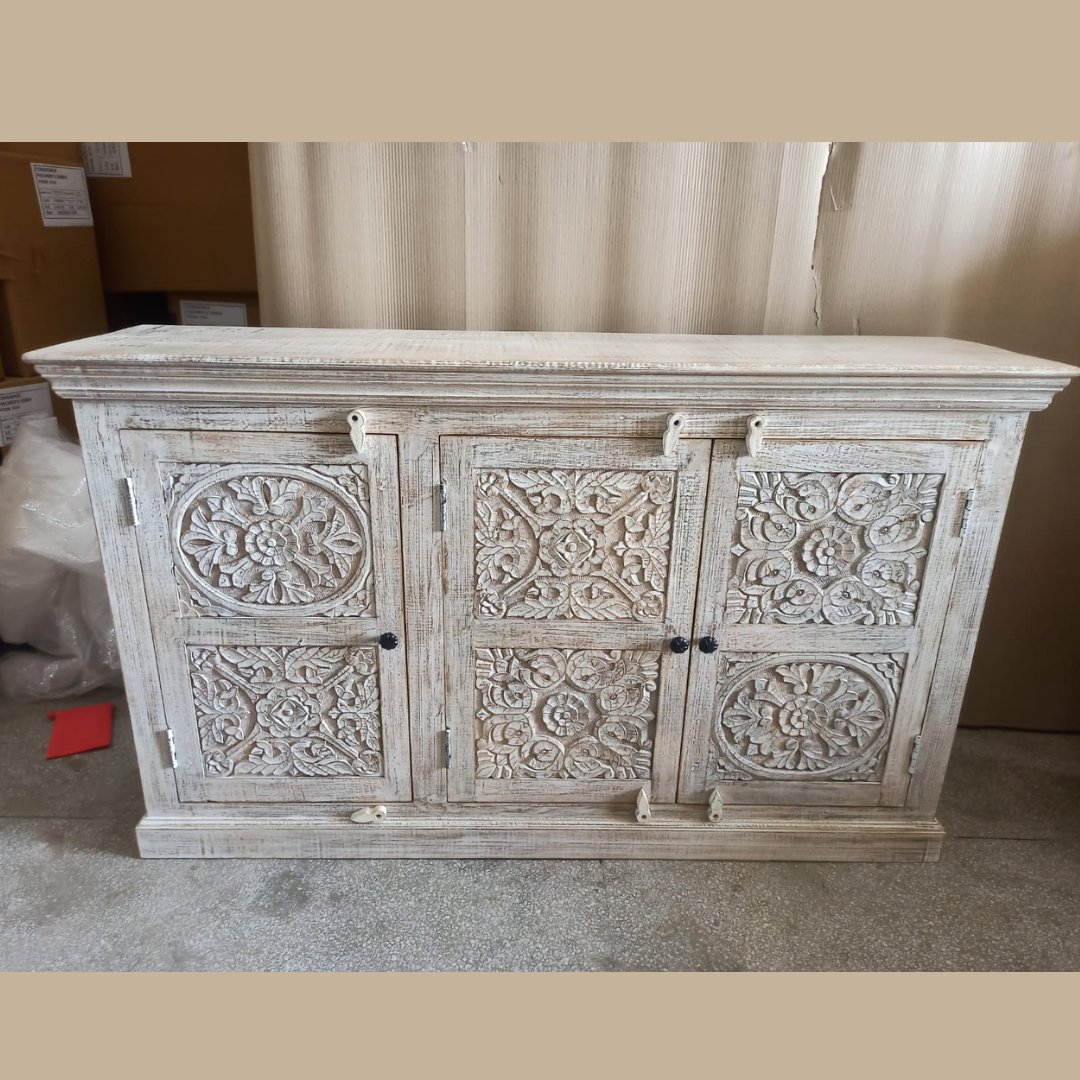 White sands Carved door Sideboard - Rustic Furniture Outlet