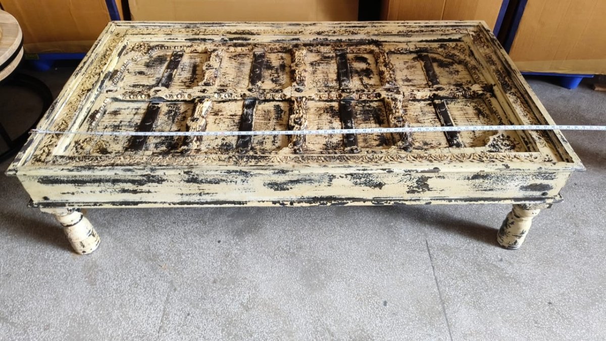 White wash Antique Door Coffee Table - Rustic Furniture Outlet