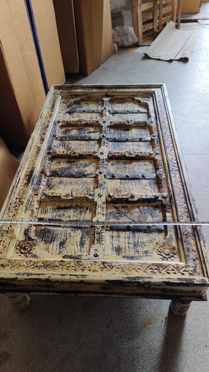 White wash Antique Door Coffee Table - Rustic Furniture Outlet