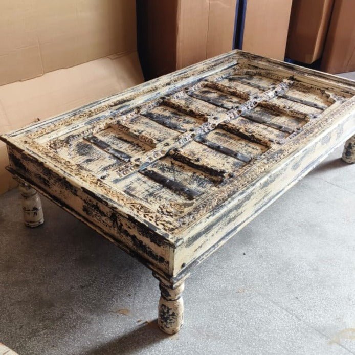 White wash Antique Door Coffee Table - Rustic Furniture Outlet