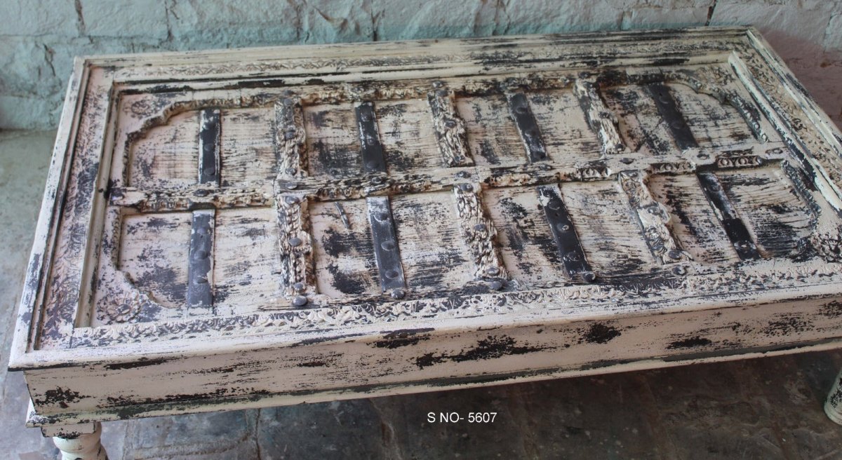 White wash Antique Door Coffee Table - Rustic Furniture Outlet