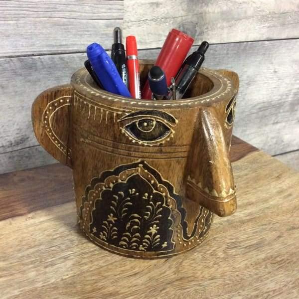 WOOD FACE PEN STAND - Rustic Furniture Outlet