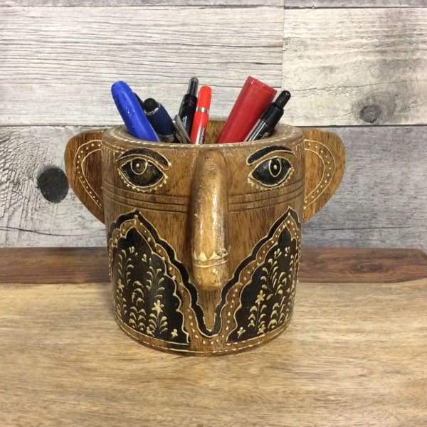WOOD FACE PEN STAND - Rustic Furniture Outlet